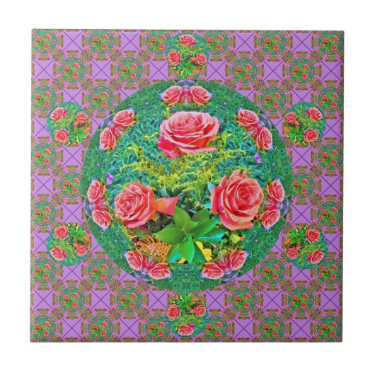 Carreau Roses d'aquarelle rose (Devant)