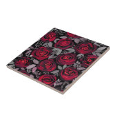 Carreau Roses d'aquarelle, roses rouges sur noir (Côté)