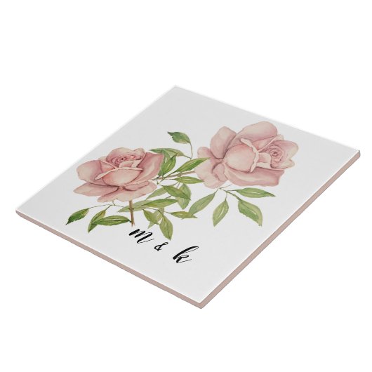 Carreau Roses d'aquarelle violet (Côté)