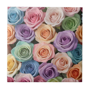 Carreau Roses de couleurs pastel