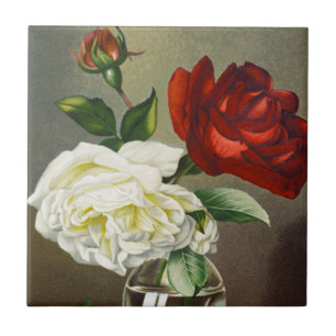 Carreau Roses de jardin vintages dans un vase de verre