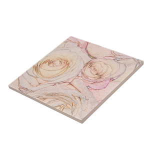 Carreau Roses de pêche