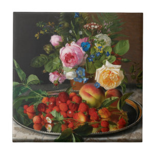 Carreau Roses et fraises de Still Life par Otto Ottesen
