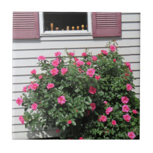 Carreau Roses Flamants roses avec tournevis de bois