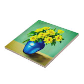 Carreau Roses jaunes dans un Vase bleu Boho Art (Côté)