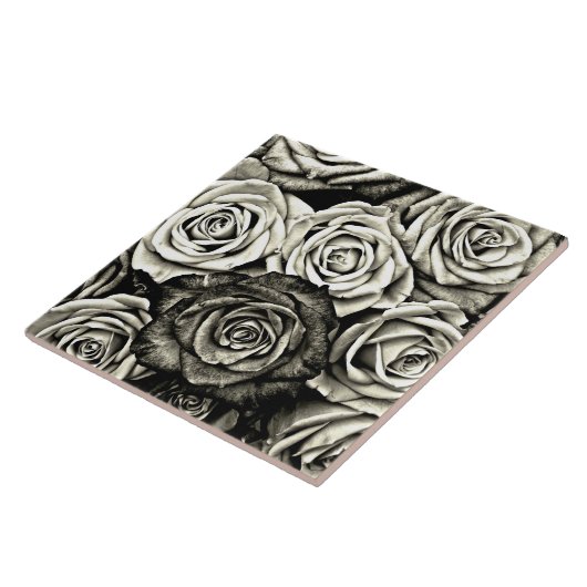 Carreau Roses noires et blanches (Côté)