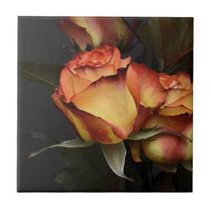 Carreau Roses orange, rouge et jaune