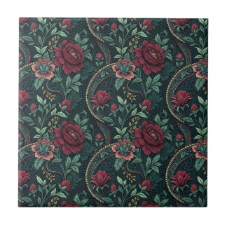Carreau Roses Romantiques Sombres Motif Floral Gothique en