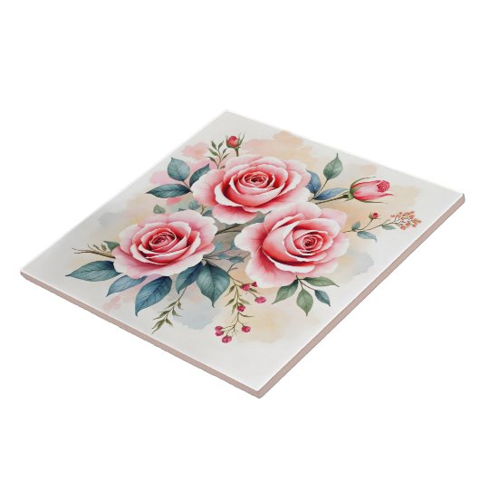 Carreau Roses roses beaux luxe collection moderne (Côté)