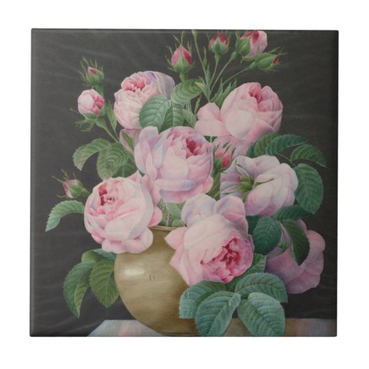 Carreau Roses roses dans un vase - Pierre Joseph Redouté (Devant)