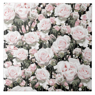 Carreau Roses roses douces
