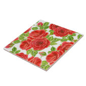Carreau Roses rouges aquarelle transparente motif (Côté)