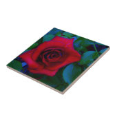 Carreau Roses rouges aux tons bleus (Côté)