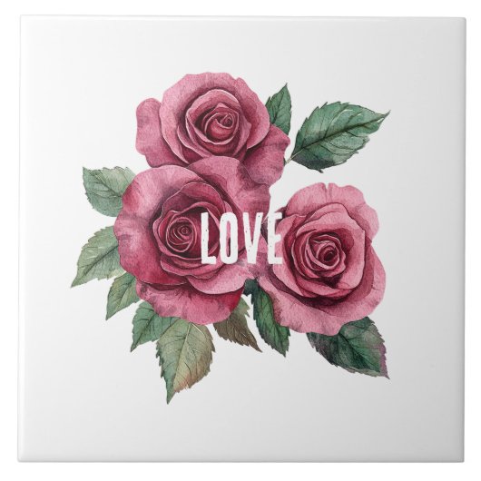 Carreau Roses rouges blanches Amour floral (Devant)