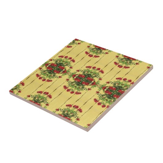 Carreau Roses rouges contre Mur Jaune (Côté)