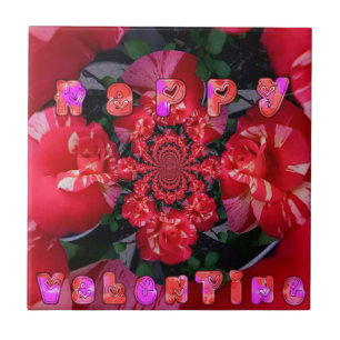 Carreau Roses rouges Iridescente "Bonne Saint Valentin" Im