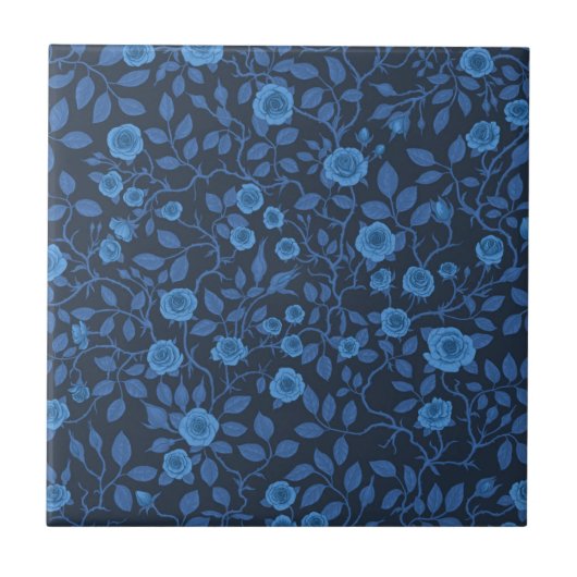 Carreau Roses sauvages en bleu (Devant)