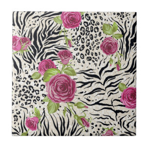 Carreau Roses sur le motif animal