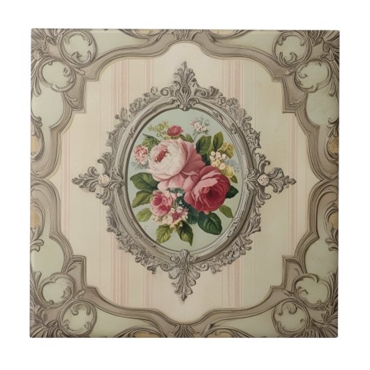 Carreau Roses vintages encadrés (Devant)