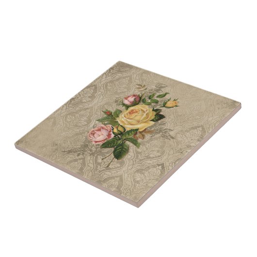 Carreau Roses vintages et Damask (Côté)