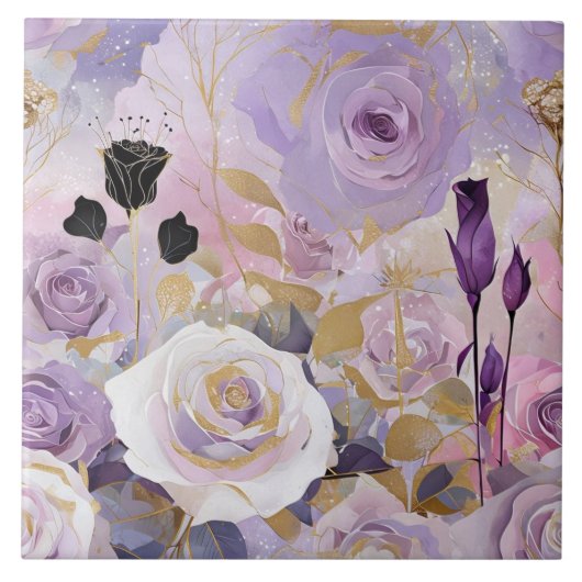 Carreau Roses violettes/roses/blanches modernes (Devant)