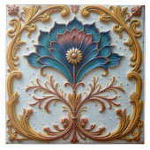 Carreau Rosette florale bleue et rose (Devant)