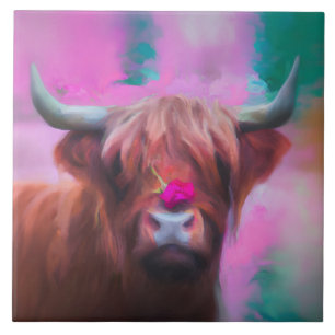 Carreau "Rosie des Highlands" – Portrait de vache des High