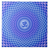 Carreau Roue de méditation de fleurs de Lotus pourpre OM (Devant)