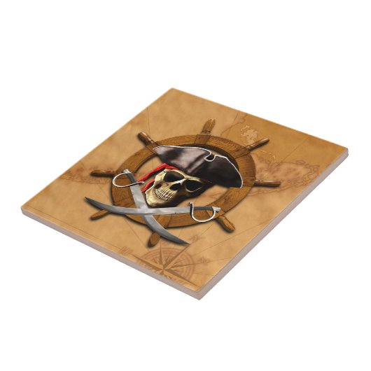 Carreau Roue de pirate de jolly roger (Côté)