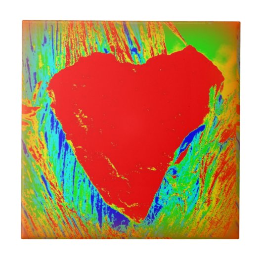 Carreau rouge abstrait sur tuiles vertes (Devant)