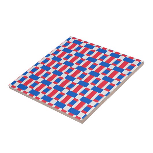 Carreau Rouge Blanc Et Bleu Impression Par Blocs De Couleu (Côté)