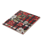 Carreau Rouge blanc et noir Farmhouse Floral Check (Côté)