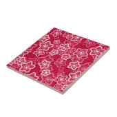 Carreau rouge blanc floral rustique mode motif rétro (Côté)