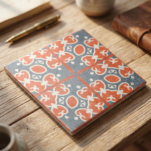 Carreau Rouge Bleu Noir Perdu Ciment-Look Mosaïque