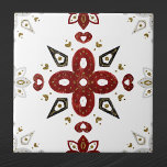Carreau Rouge bleu or scandinave Nordic Graphic<br><div class="desc">Design nordique en rouge,  bleu et or sur blanc</div>