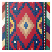 Carreau Rouge Bleu Vert Jaune Blanc Oriental Kilim Rug (Devant)