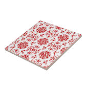 Carreau Rouge et blanc Floral Damask Style Motif (Côté)