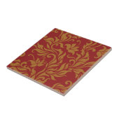 Carreau Rouge et motif floral d'or (Côté)