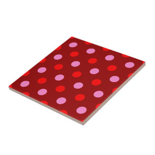 Carreau Rouge et rose sur fond bordeaux à pois design