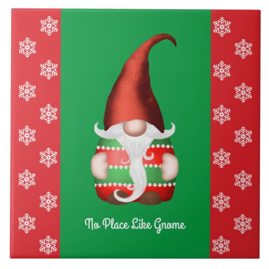 Carreau Rouge et vert Gnome - Pas d'endroit comme Gnome (Devant)