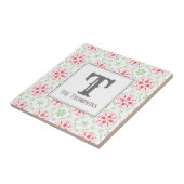 Carreau Rouge Fête de Noël Monogramme Moderne (Côté)