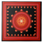 Carreau Rouge fractal oriental encadré motif (Devant)