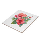 Carreau Rouge Hibiscus Tropical Floral Salle de bain (Côté)