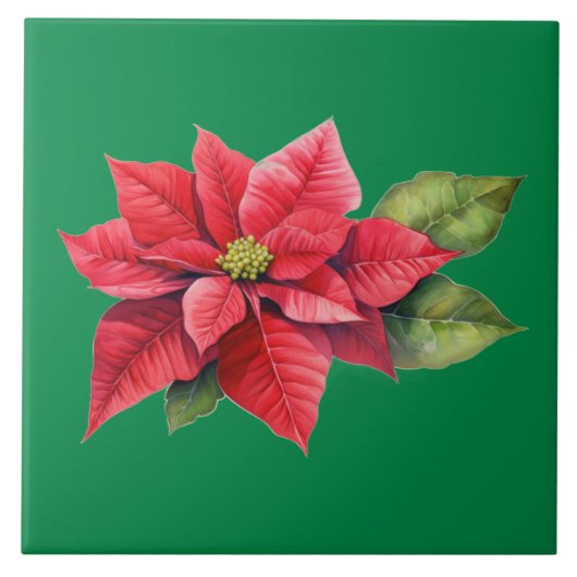 Carreau Rouge Noël Poinsettia (Devant)