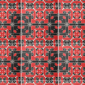 Carreau Rouge Noir Blanc Élégant Classique Moderne Folk Et