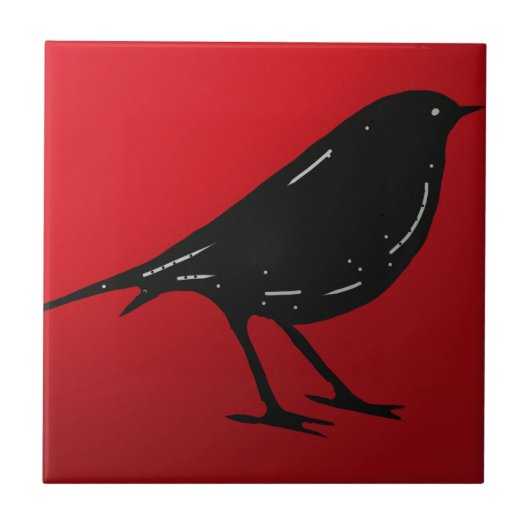 Carreau Rouge noir d'oiseau de tuile (Devant)