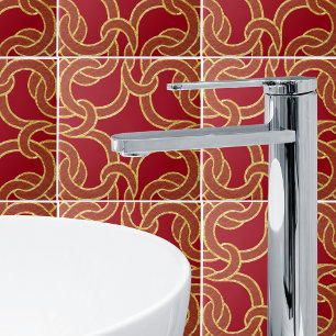 Carreau Rouge & Or Chic Celtique noeud sans couture Motif