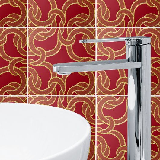 Carreau Rouge & Or Chic Celtique noeud sans couture Motif