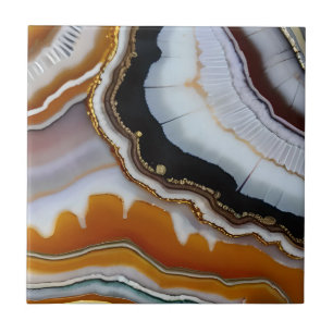 Carreau Rouge Orange Blanc Noir Bleu Or Géode Agate