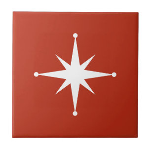 Carreau rouge Starburst milieu du siècle moderne Rétro